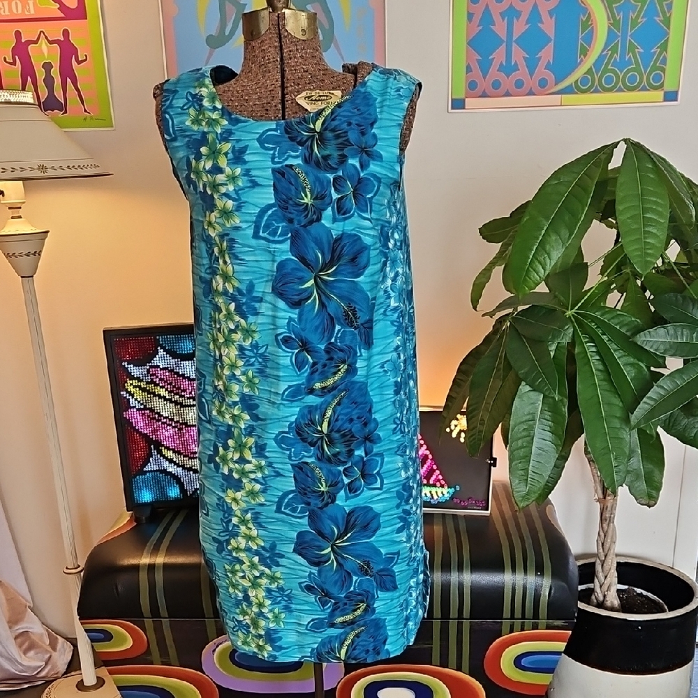 Vintage 1960s Authentic Hawaiian Sheath Mini Dress Island Fashions Cotton Sz S